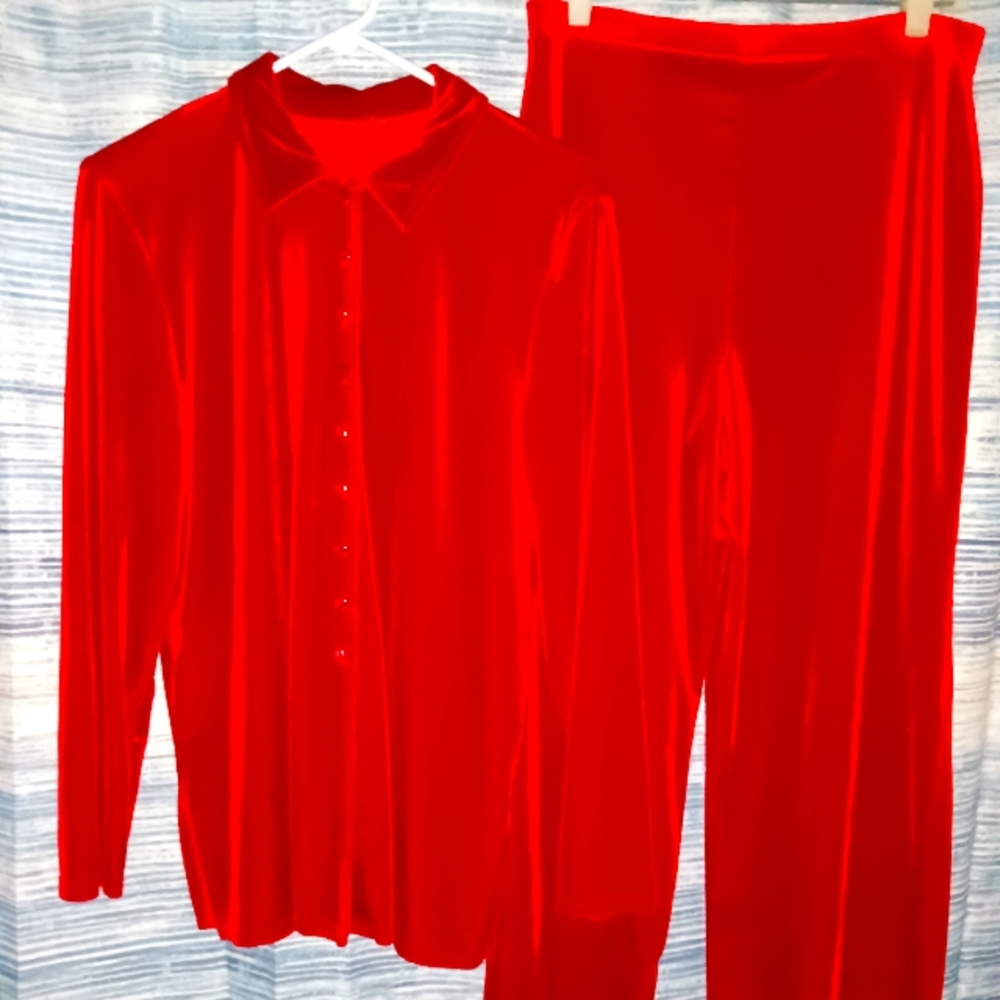 CRUSHED VELOUR RED PJ'S Xmas outfit